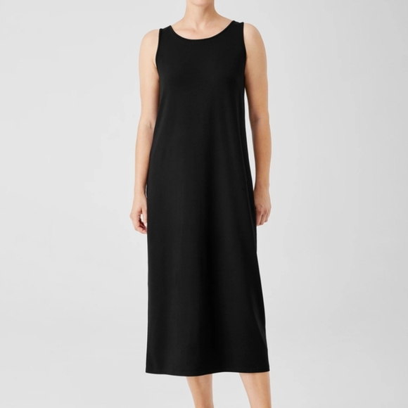 Eileen Fisher Stretch Jersey Knit Tank Dress Tank Dress with Jewel Neckline XS - Picture 2 of 16